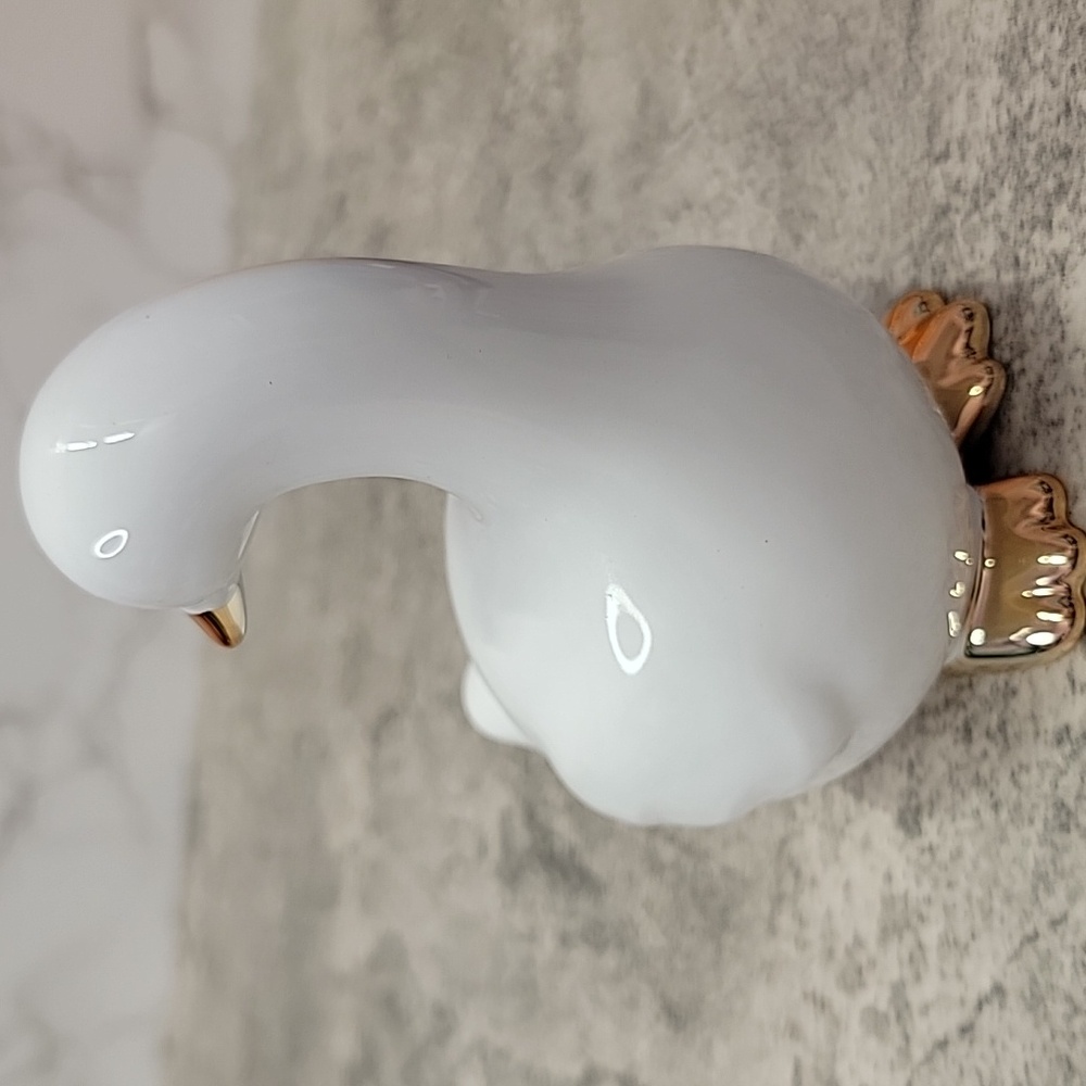 White Ceramic Goose / Duck Figurine with Gold Accents - Picture 4 of 5